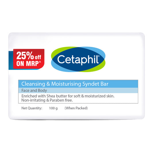 Cetaphil Cleansing Moisturizing Syndet Bar - (100gm)