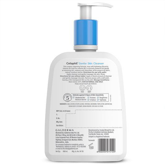 Cetaphil Gentle Skin Cleanser 1000 ML | Dermat recommended