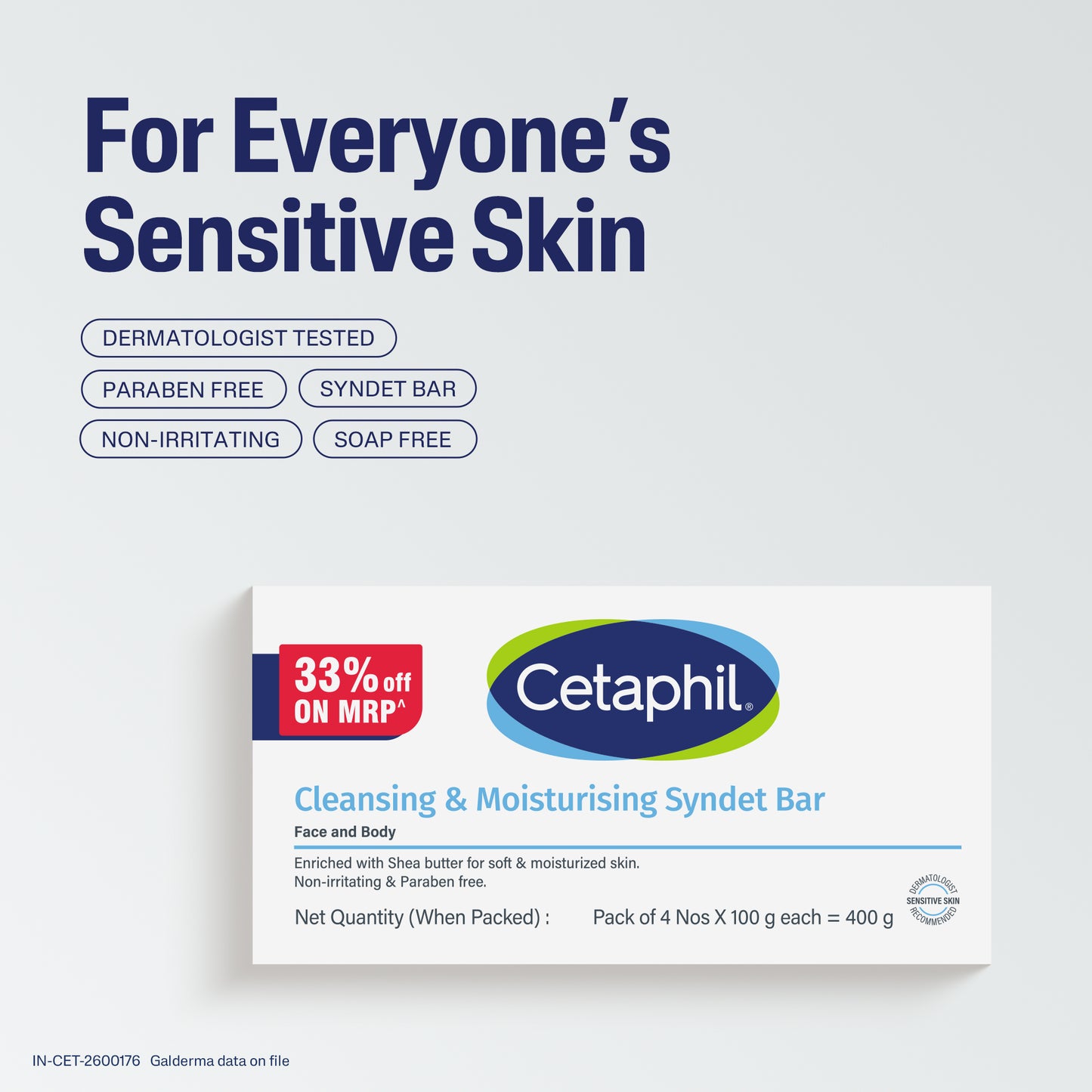 Cetaphil Cleansing Moisturizing Syndet Bar - (4x100gm)