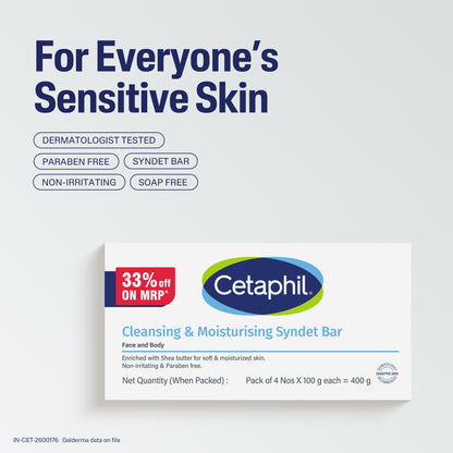 Cetaphil Cleansing Moisturizing Syndet Bar - (4x100gm)