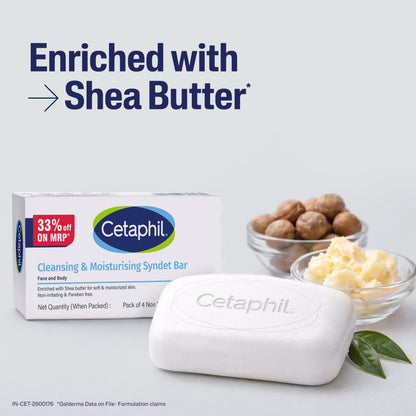 Cetaphil Cleansing Moisturizing Syndet Bar - (4x100gm)