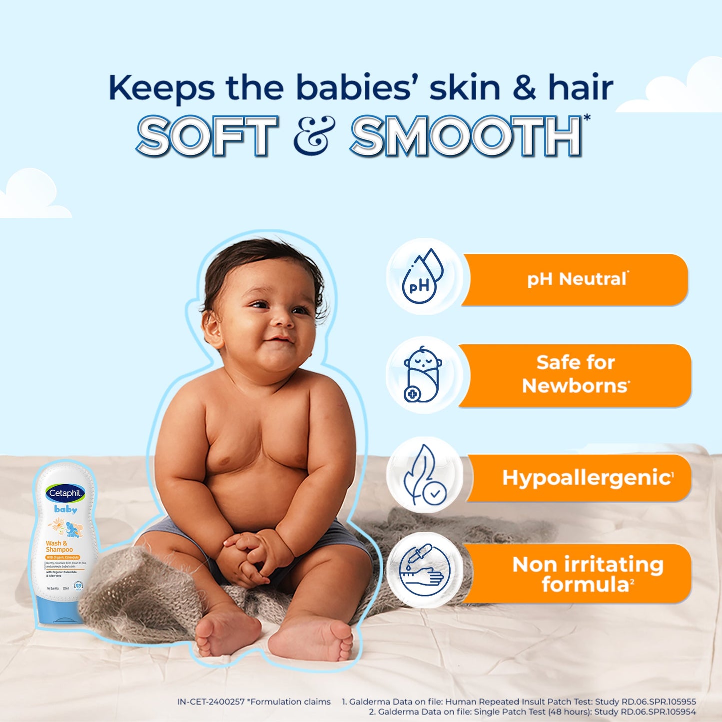 Cetaphil Baby Wash & Shampoo with Organic Calendula | Dermat Tested