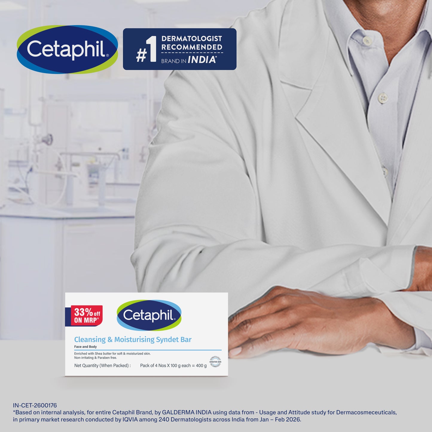Cetaphil Cleansing Moisturizing Syndet Bar - (4x100gm)