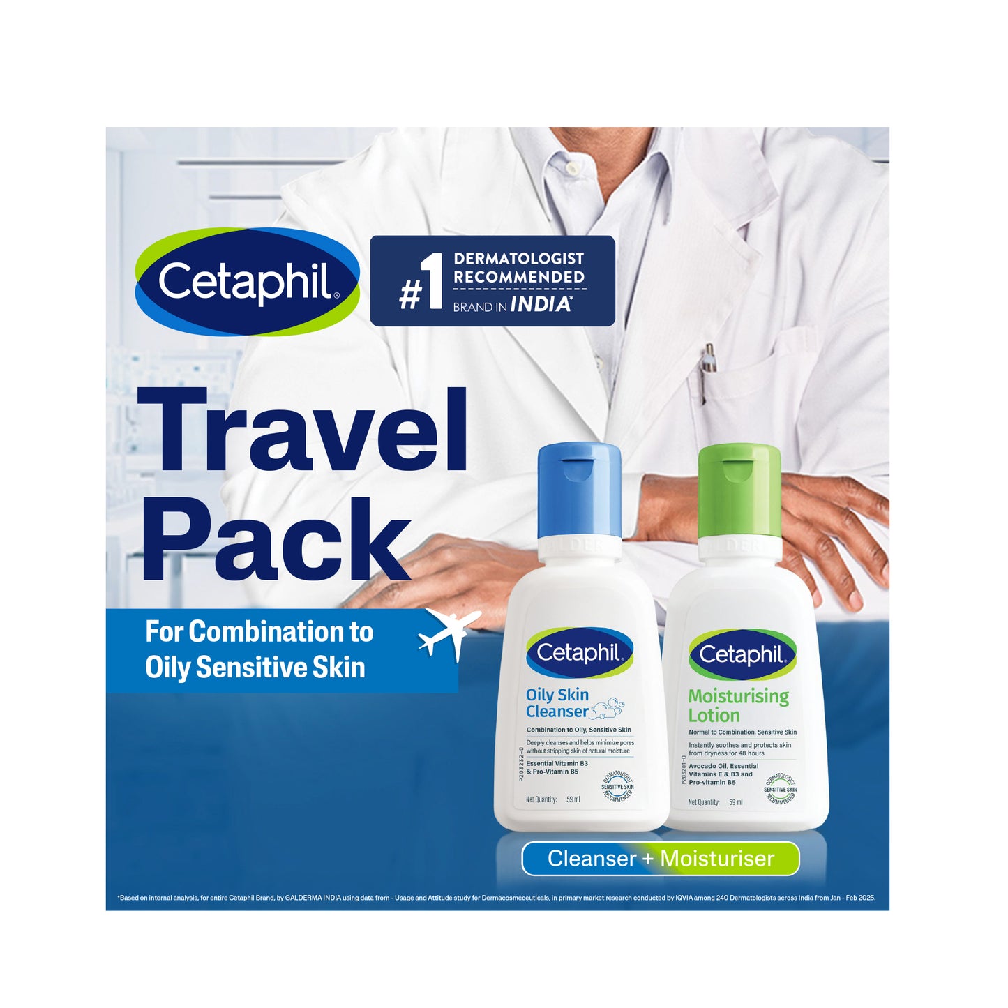 Cetaphil Travel Pack - Cleanser + Moisturiser  | Combination to Oily Skin Type