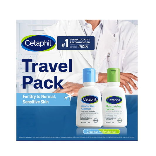 Cetaphil Travel Pack - Cleanser + Moisturiser | Dry to Normal Skin Type
