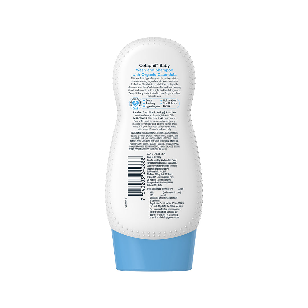 Cetaphil Baby Wash & Shampoo with Organic Calendula | Dermat Tested