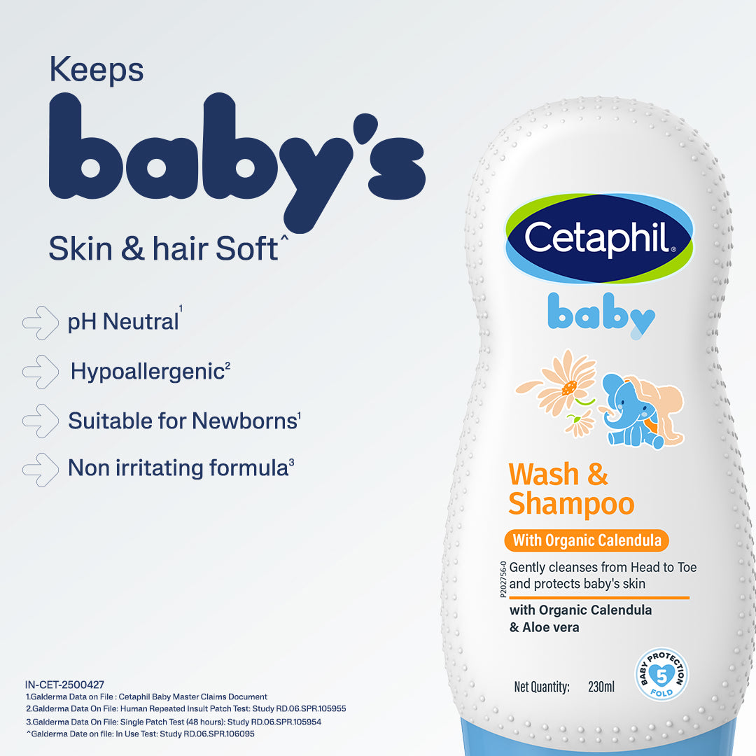 Cetaphil Baby Wash & Shampoo with Organic Calendula | Dermat Tested